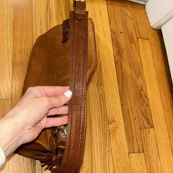✨ MARGOT ✨ Brown Leather Zip Tassel Detail Vintage Hobo Handbag - Picture 8 of 14
